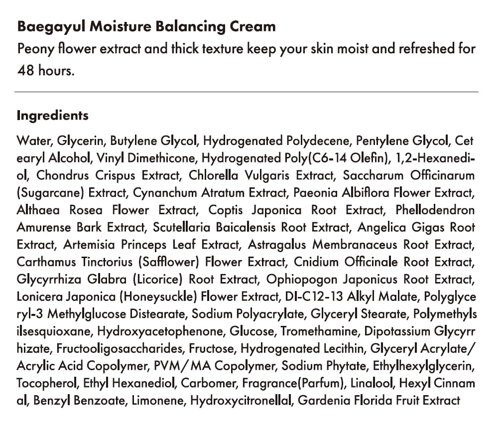Baegayul Moisture Balancing Calming Cream – Face Moisturizer Calming with Cica & Ceramides for All Skin Types, 48-Hour Deep Hydration, Korean Beauty Cream, Non-Sticky & Soothing Finish [1.69 fl oz ]