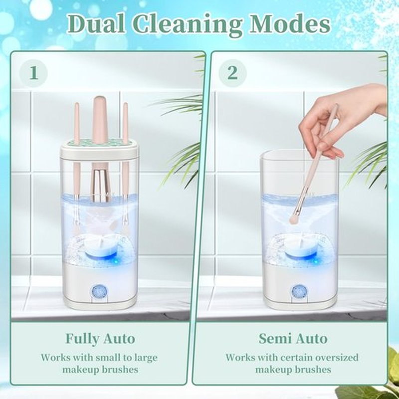 Tpsofy Electric Makeup Brush Cleaner Machine, Ultimate Efficient Automatic Cleaner for All Types of Makeup Brushes- Transparent