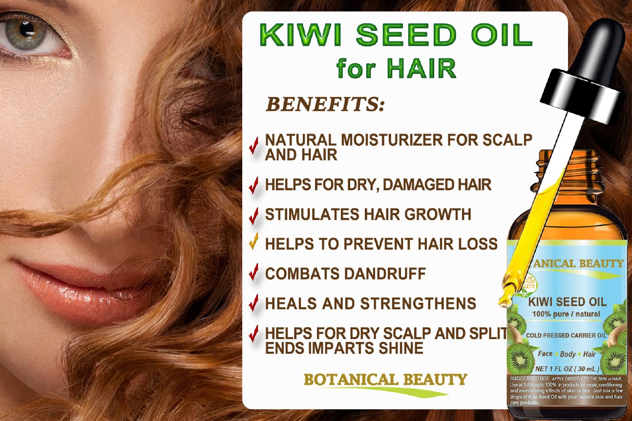 Botanical Beauty KIWI SEED OIL. 100% Pure Natural Undiluted Virgin Cold Pressed Carrier Oil for Face, Skin, Body, Hair, Nail Care (0.5 Fl Oz)