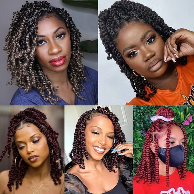 Leeven Ombre Blonde 14 Inch Pretwisted Passion Twist Hair 8 Packs Pre Looped Short Passion Twist Curly Ends Synthetic Bohemian Braids Crochet Hair Extensions for Black Women #T27/613