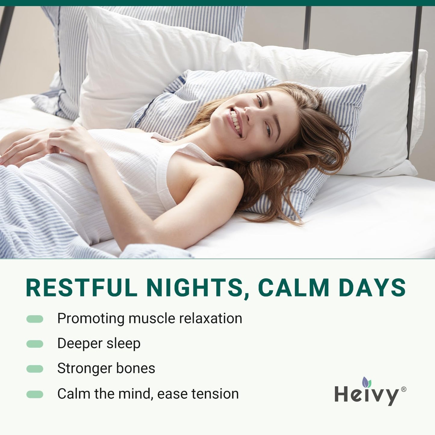Heivy Magnesium Glycinate 500mg with Vitamin B6, 100% Chelated & Purified Supports Nerve Relief, Sleep Aid & Muscle Support, Vegan & Non-GMO, Made in USA, 3rd Party Tested, 120 Tablets