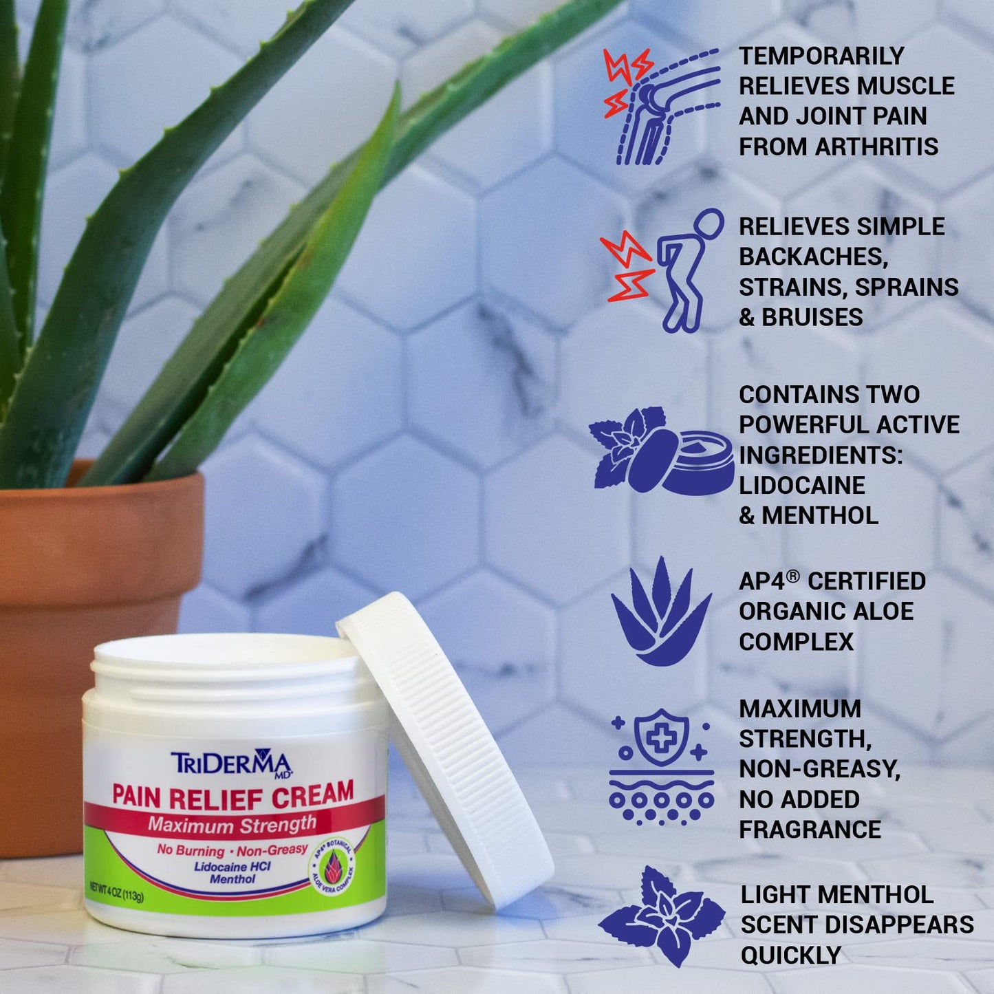 TriDerma Pain Relief Cream (4 Ounces (2 Pack Bundle)