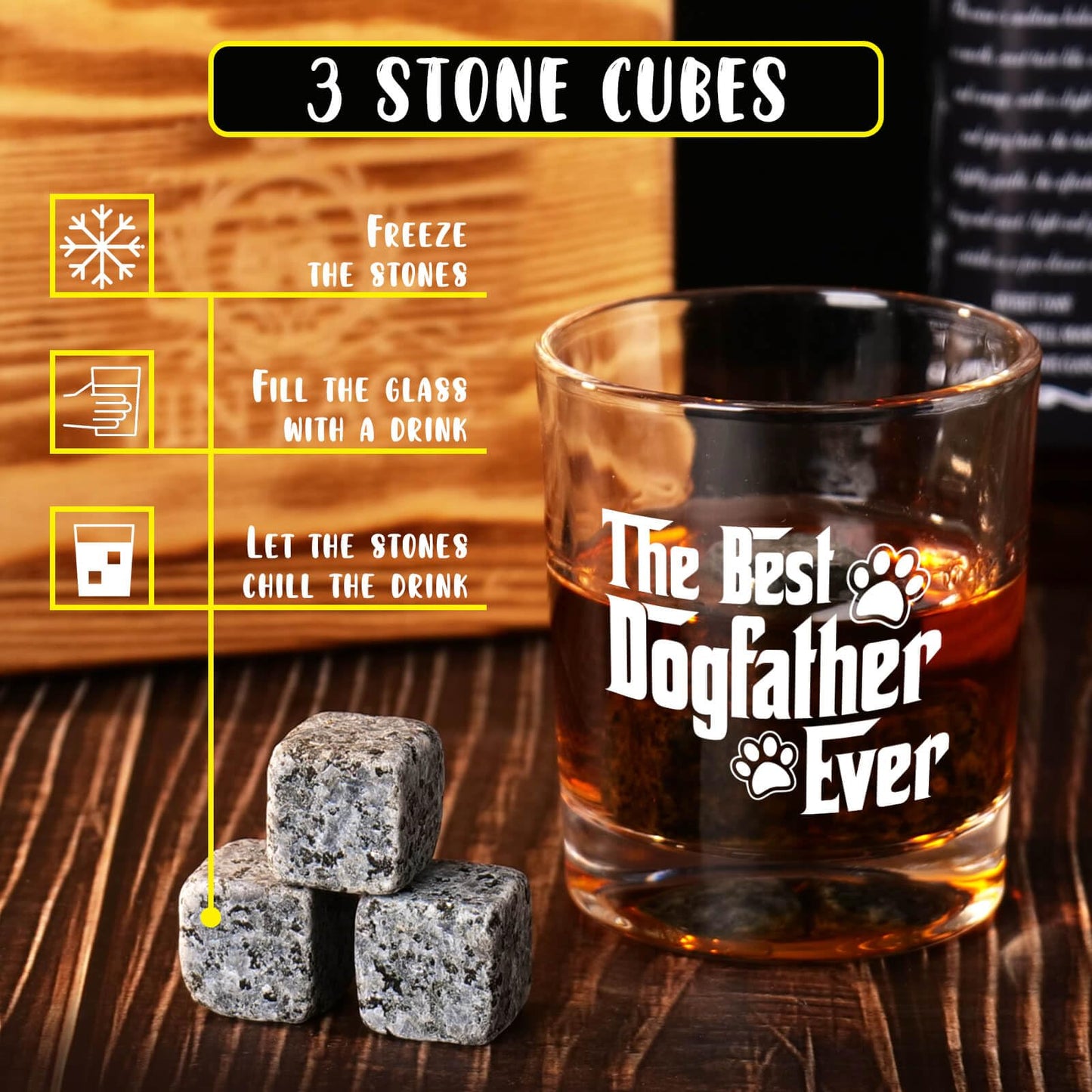 Dog Dad Gifts for Men, Christmas The Best Dogfather Whiskey Glasses for Men