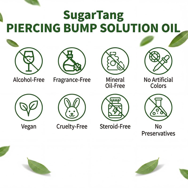 SugarTang Piercing Bump Solution Oil with Natural Jojoba Rosehip Tea Tree, Nose Stud and Downsizing Earrings Studs,Gentle Aftercare for Bumps,Curved Dropper 20ml 1bottle
