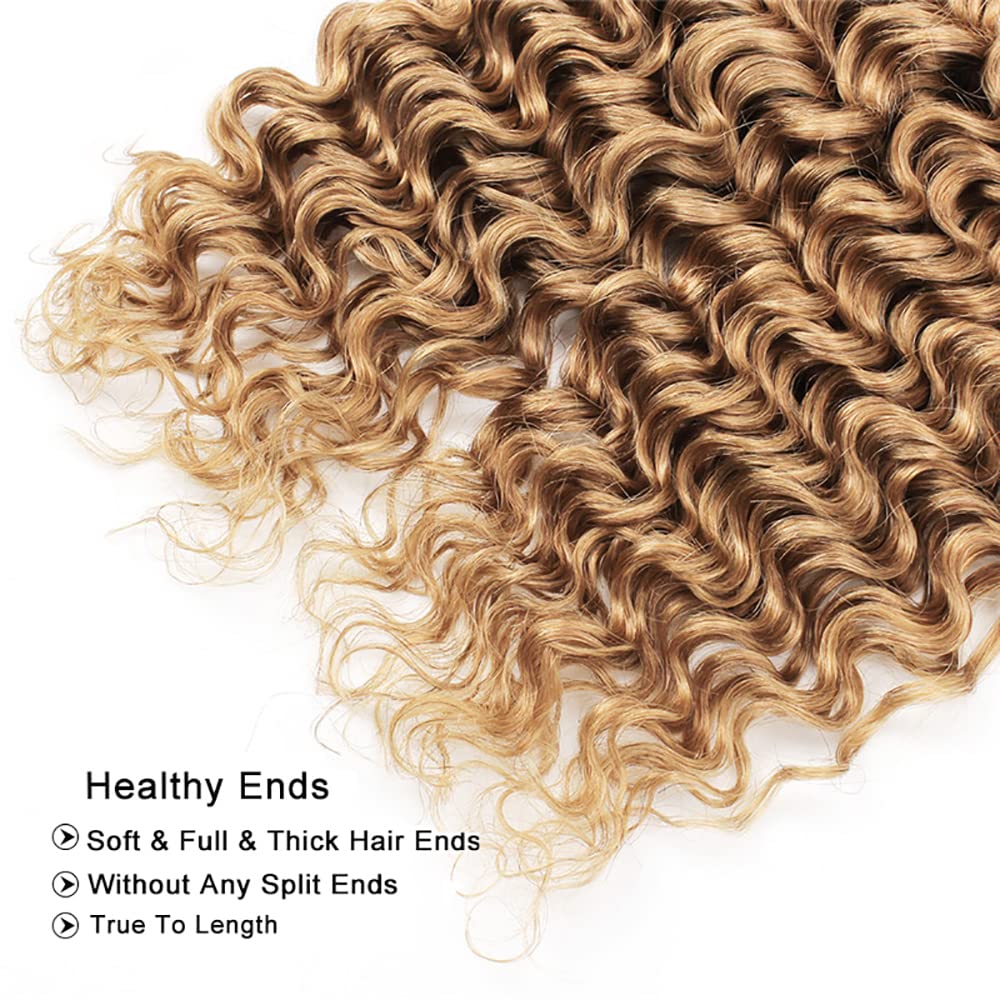 24 26 28 Inch Ombre Deep Wave Bundles Human Hair Honey Blonde Bundles 1b27 Ombre Bundles Brazilian Human Hair Virgin Remy Hair for Black Women 3 Bundles Double Weft 100g/Pc