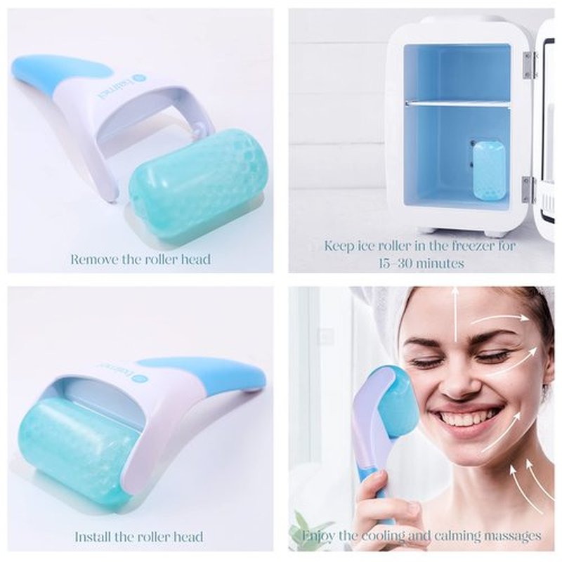 BAIMEI Cryotherapy Ice Roller and Gua Sha Facial Tools Reduces Puffiness Migraine Pain Relief, Skin Care Tools for Face Massager Self Care Gift for Men Women - Dark Blue