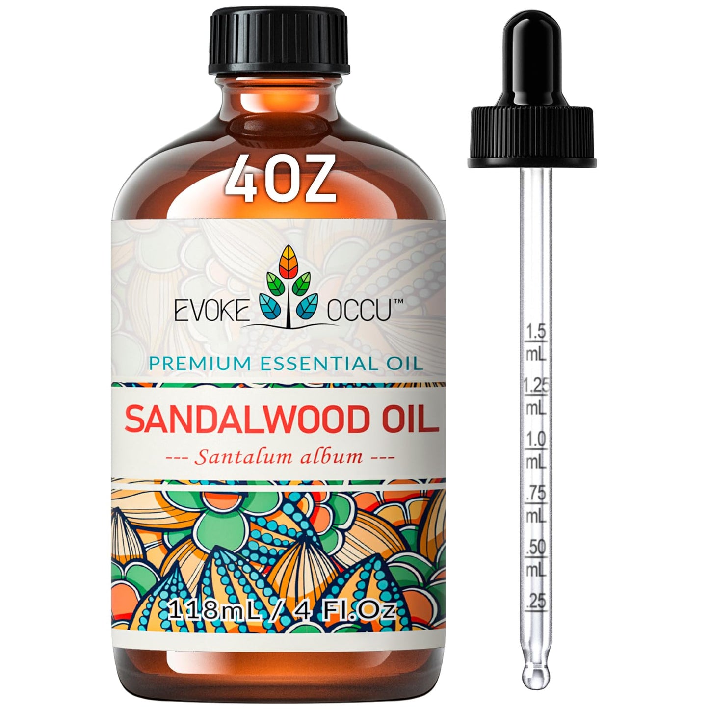 EVOKE OCCU Sandalwood Essential Oils for Skin Care, Diffuser, Perfume, Candle and Soap Making - 4 FL Oz
