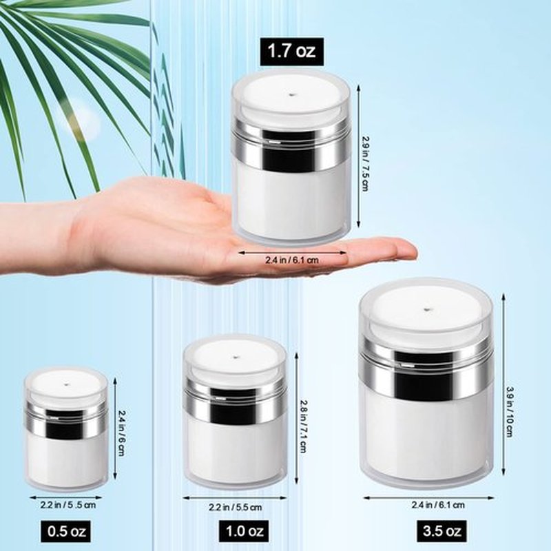 2Pack 100ml Airless Pump Jar - 3.5 Oz Moisturizer Pump Dispenser, Travel Lotion Container Vacuum Bottle for Skin Care, Thick Moisturizer, Skincare Cream