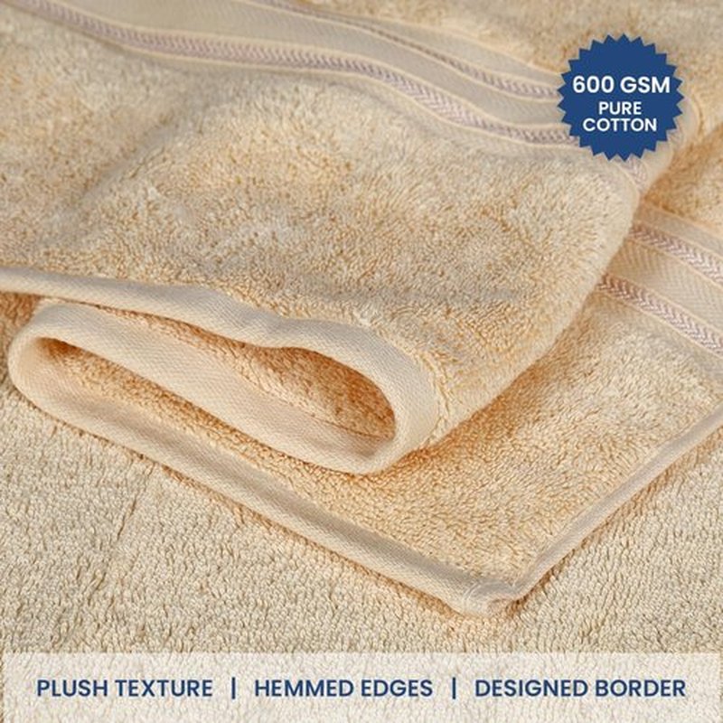 Casa Lino Set of 4 Luxury Linen Bath Towels Extra Large | 100% Soft Cotton 600 GSM Thick Absorbent Quick Dry Hotel Bathroom Towel for Home | 30"x60" | Linen