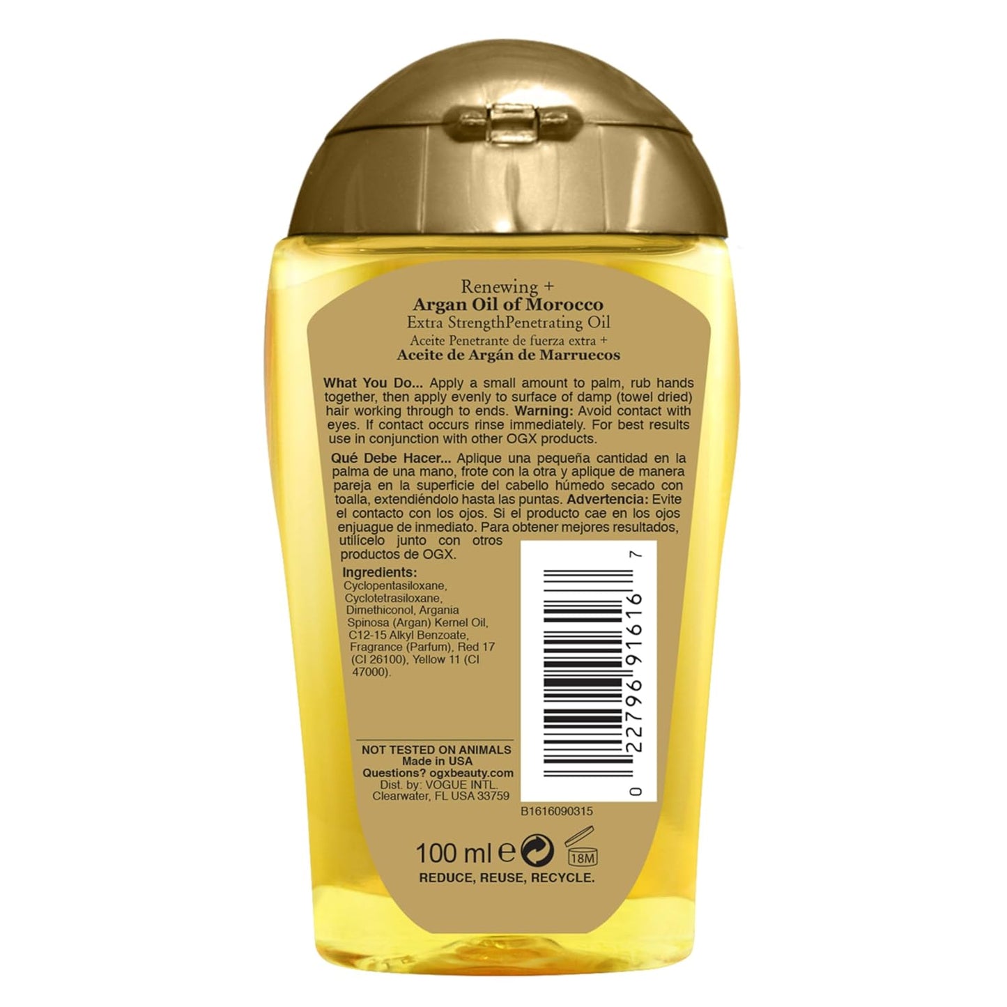 OGX Set of 2 Extra Strength Renewing + Argan Oil of Morocco Penetrating Hair Oil Treatment, Deep Moisturizing Serum for Dry, Damaged & Coarse Hair, Paraben-Free, Sulfated-Surfactants Free, 3.3 Fl Oz