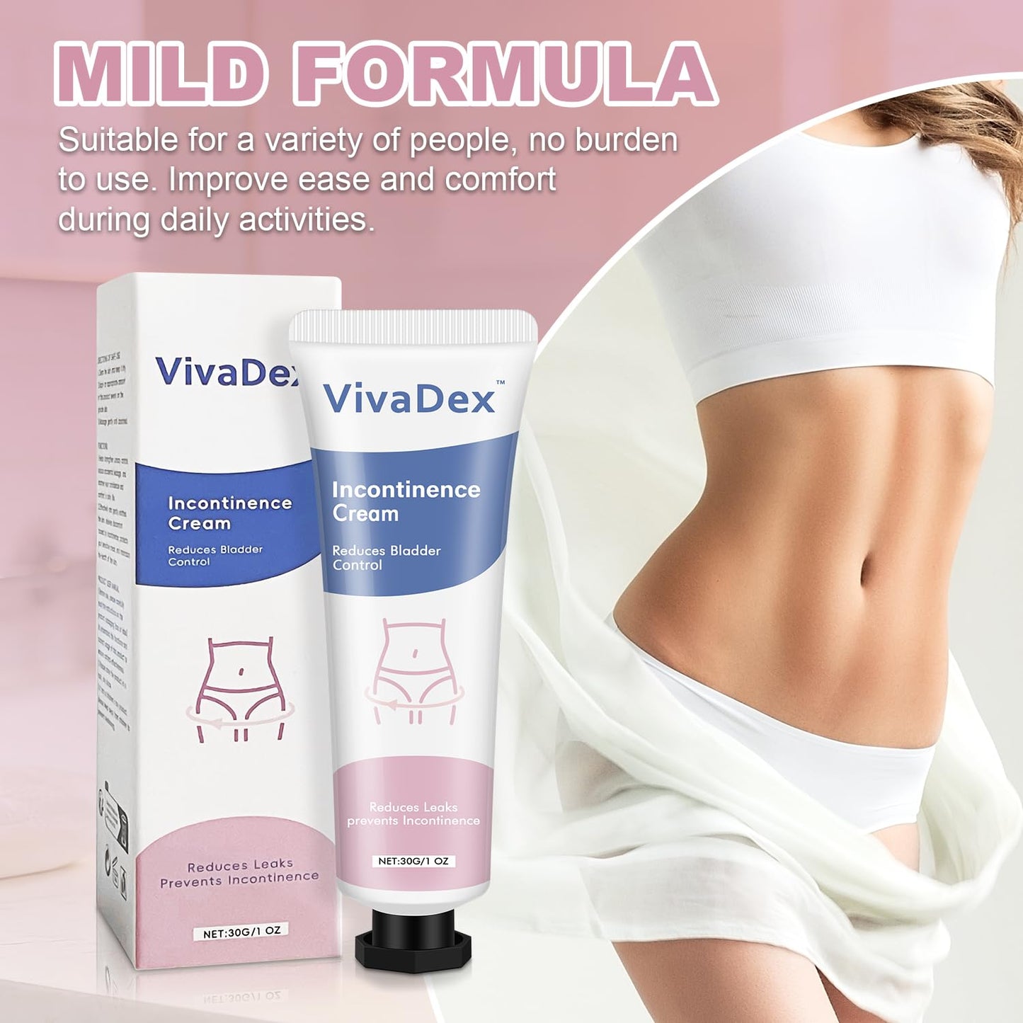 VivaDex Cream Incontinence for Women, Skin Protectant Moisture Barrier, Gentle Soothing Lightweight Non-Greasy Daily Intimate Skin Care (1PCS)