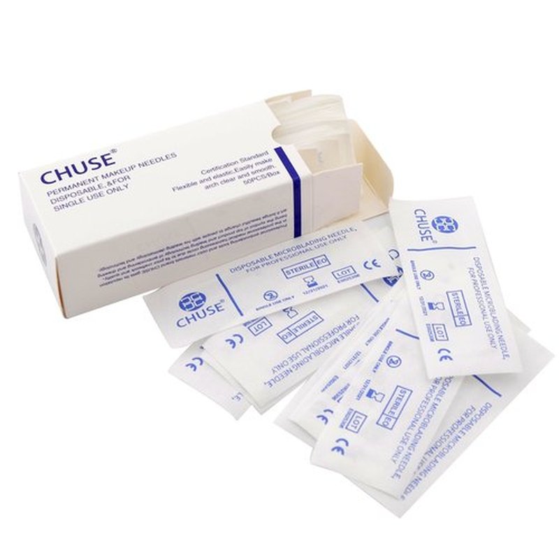 Chuse S7 50pcs Permanent Makeup Needle Manual Eyebrow Tattoo Microblade 7 Sloped Needles