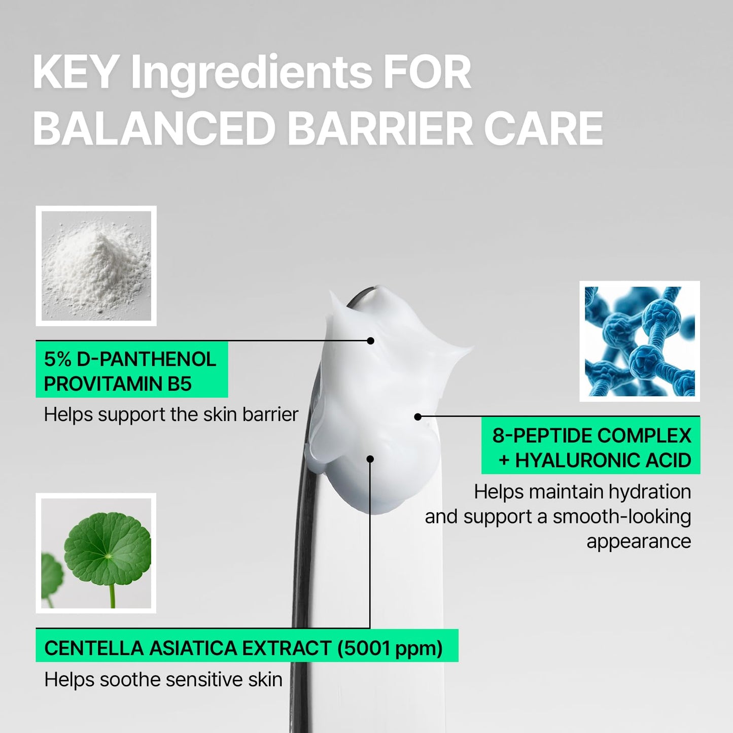 OCLANCE Centella B5 Calming Barrier Cream, Lightweight Non-Greasy Face Moisturizer for Sensitive Skin with Panthenol, Centella & 8-Peptide Complex, Fragrance-Free Korean Skincare, 1.85 fl oz (55ml)