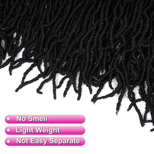 Youngther Soft locs 36 inch 6 packs Extended New Faux Locs Crochet Hair Pre Looped Synthetic Braiding Hair Extension Crochet Hair for Black Women (36 inch, 6packs,1B)