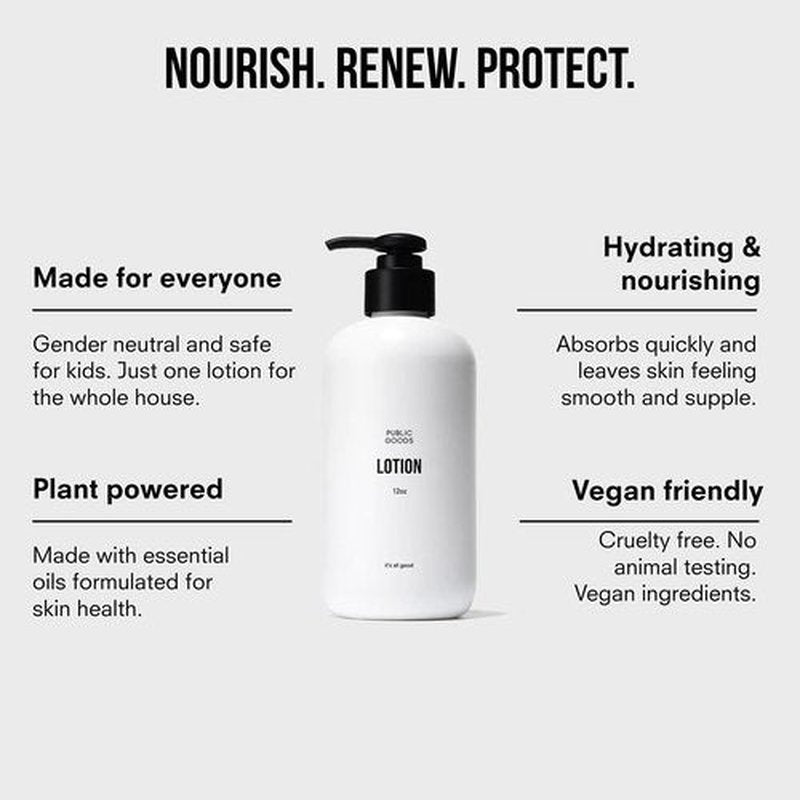 Public Goods Body & Hand Lotion for Women & Men | Natural Moisturizing Daily Lotion for Dry & Itchy Skin | Paraben & Sulfate Free | Made with Organic Essential Oils | Made in Canada | 12 Fl Oz Bottle