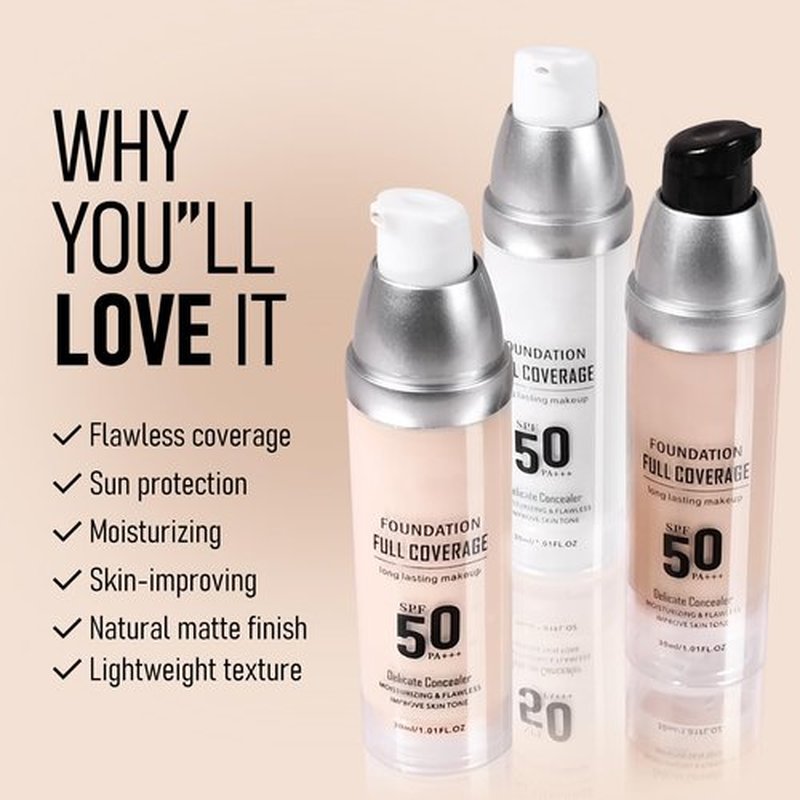 KYDA Color Changing Foundation SPF 50 PA+++, Full Coverage Foundation BB Cream, Moisturizing Flawless Liquid Concealer Foundation, Skin-improving Foundation for All Skin, 1.01 fl oz