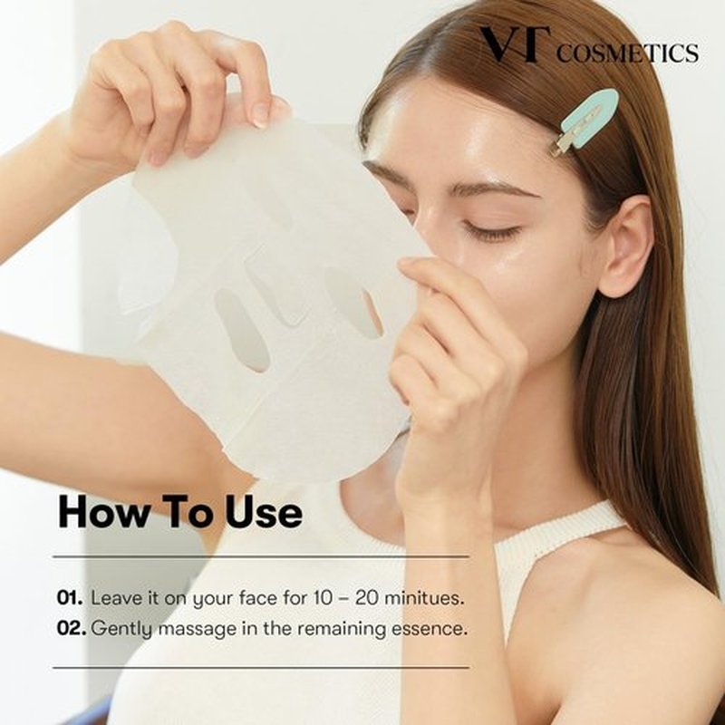 VT COSMETICS Daily Soothing Mask 30ea, Facial Sheet Mask for Moist & Hydrating, 30 Day Supply, Centella Asiatica Face Mask