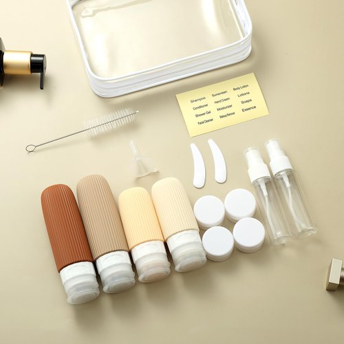 Mrsdry 16 Pack Travel Bottles Set, TSA Approved Leak Proof Silicone Squeezable Containers for Toiletries, Refillable Travel Accessories for Conditioner, Shampoo, Lotion & Body Wash Accessories