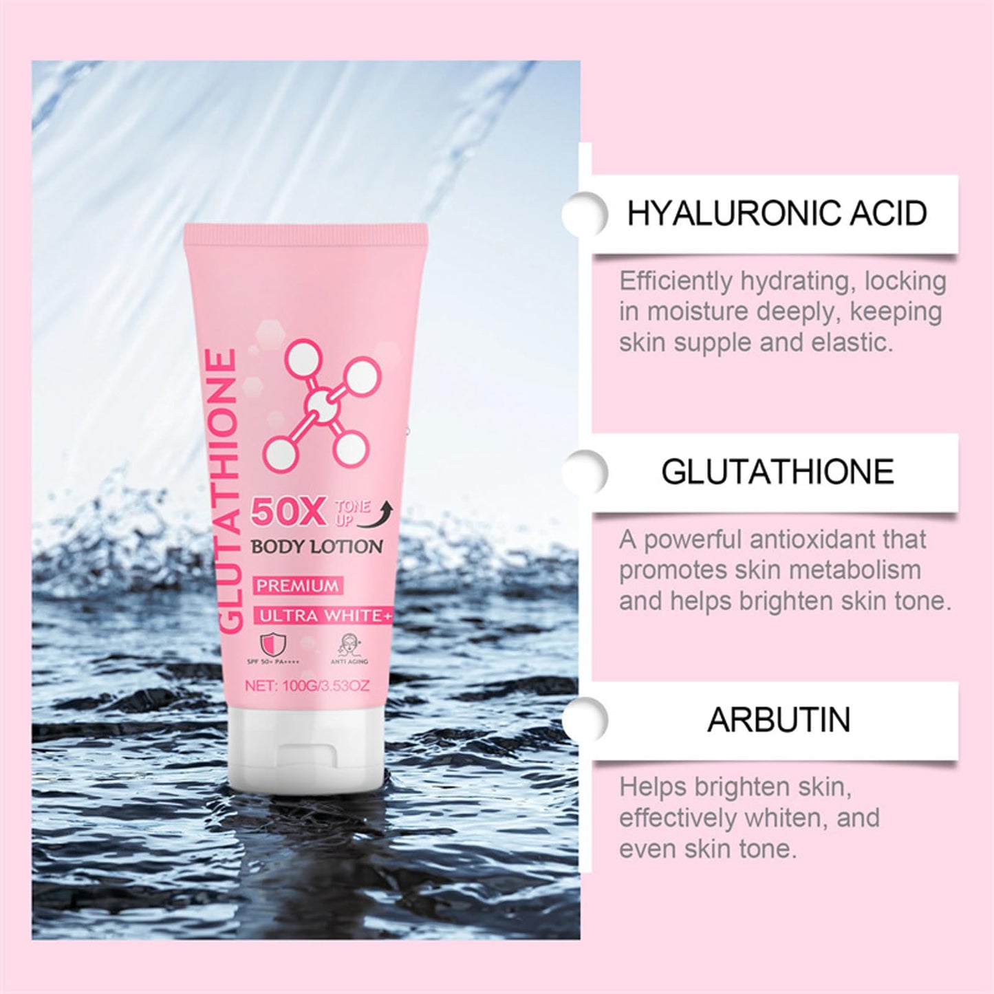 BITYEYE Glutathione body lotion，glutathione 50x tone up body lotion，Moisturizing and Soft Skin All Over Body Scented Body Lotion (2PCS)