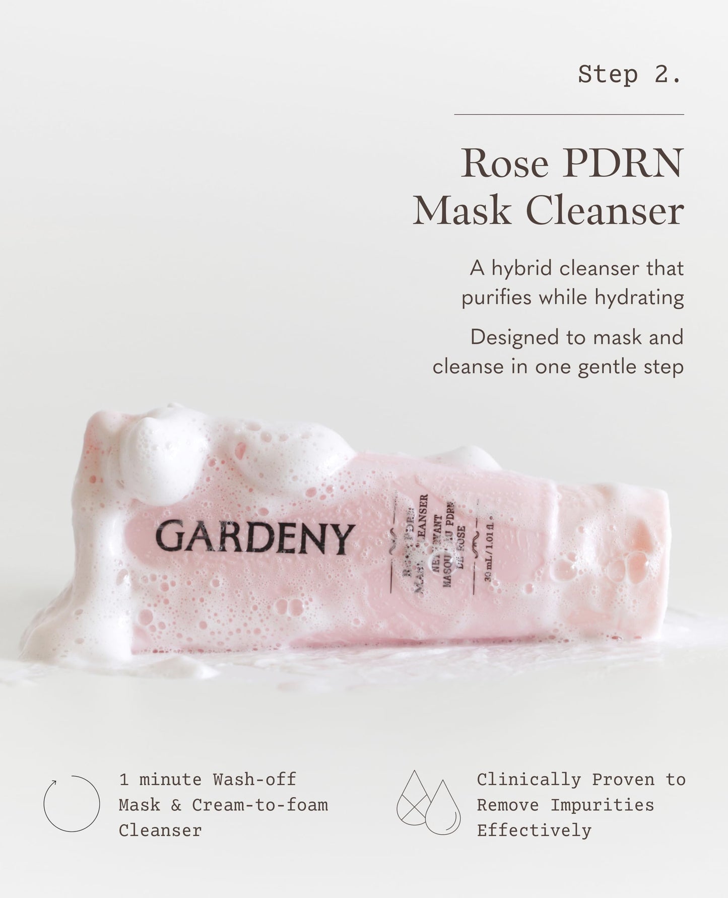 GARDENY Korean Skincare Set | 3-step K-Beauty Routine Kit | Cleansing Balm, Mask-to-Foam Cleanser & Hydrating Mist Toner | Rose PDRN Technology | Travel Size 1.01 fl. oz Each