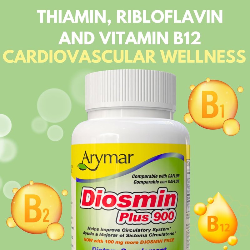 Diosmin Plus 900 - Circulatory System Support Supplement | 60 Capsules for Enhanced Vascular Health