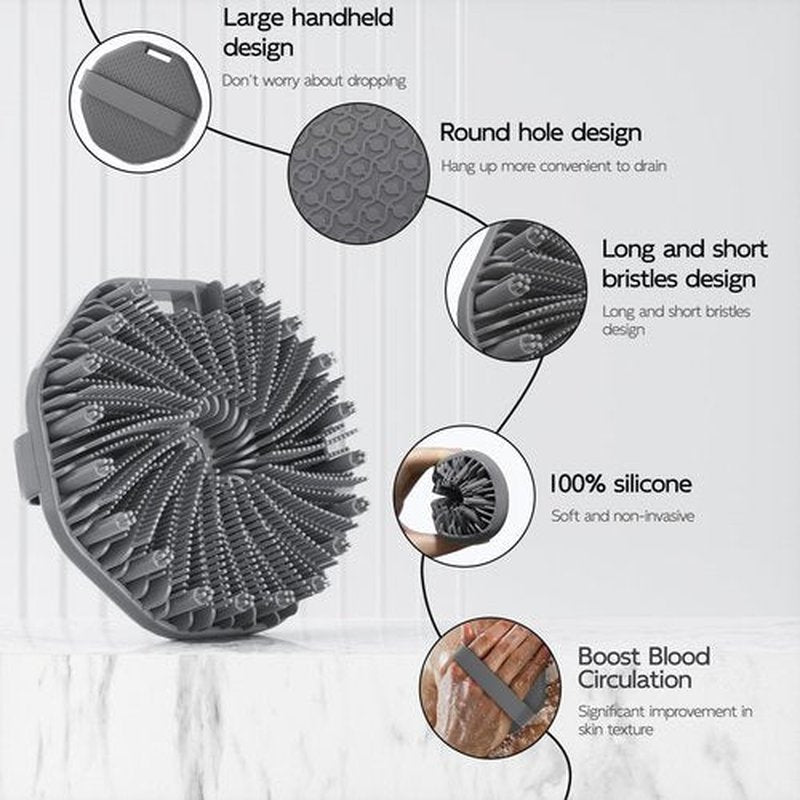 Silicone Body Scrubber, Exfoliating Body Wash Scrubbers Exfoliator, Shower Body Brush for Effective Showering Exfoliation and Gentle Massage (Gray)