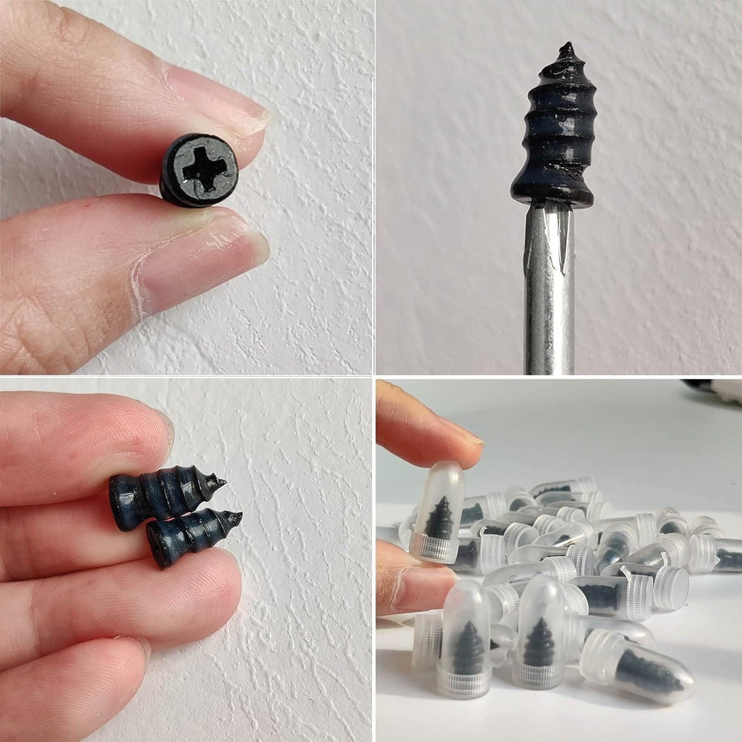 COOSLIM 60PCS Tire Repair Rubber Nail, Rubber Vacuum Tire Repair Spiral Screws Kits, Self-Service Tire Screw Plugs Quick Repairs Tool for Car, Motorcycle, Truck, Tractor Tires Puncture Repair (60)