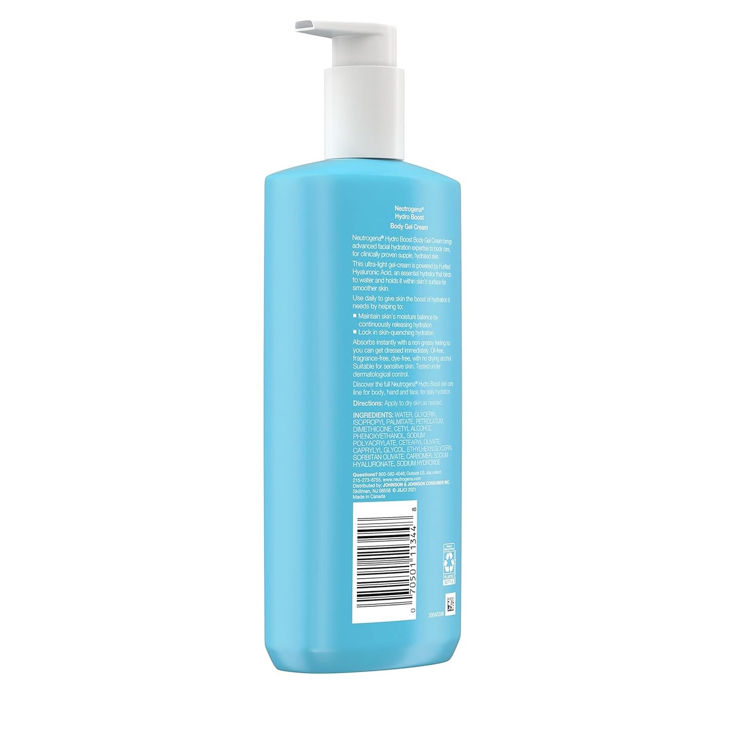 Neutrogena Hydro Boost Fragrance-Free Body Gel Cream with Hyaluronic Acid, Non-Greasy, Fast Absorbing Moisturizer & Hydrating Full Body Cream for Sensitive Skin, Paraben-Free, 16 oz (Pack of 3)
