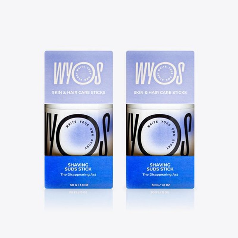 WYOS Shaving Cream Sticks 2 Pack, Travel Size, Vegan, Cruelty Free, Clean Label, Sulfate Free, Paraben Free, Leak Free, No Mess, Hydrating Smooth Lather, Sensitive Skin Close Shave For Women and Men