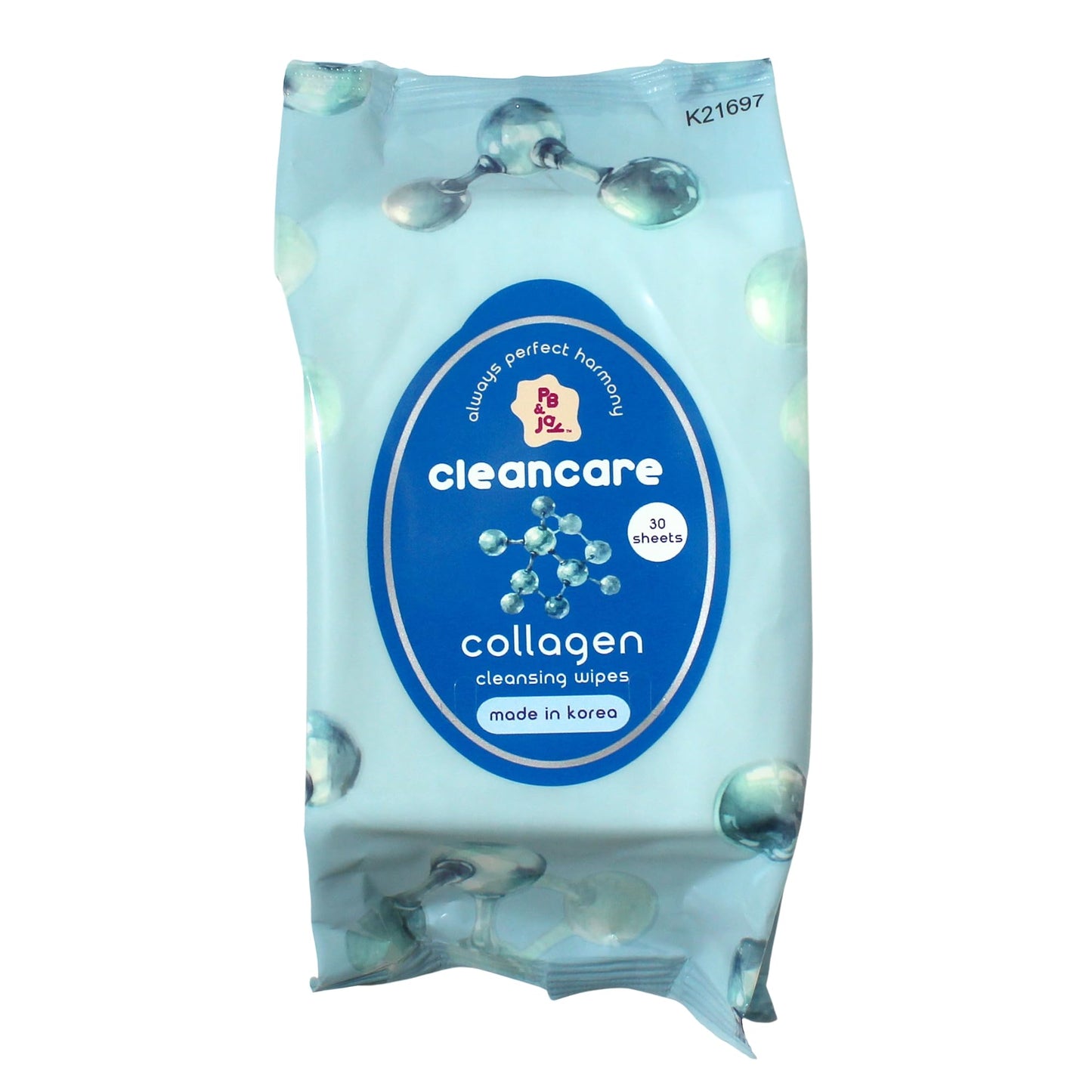 PB & JAY Collagen Makeup Remover Wipes | Korean Face Wipes (30 Count)