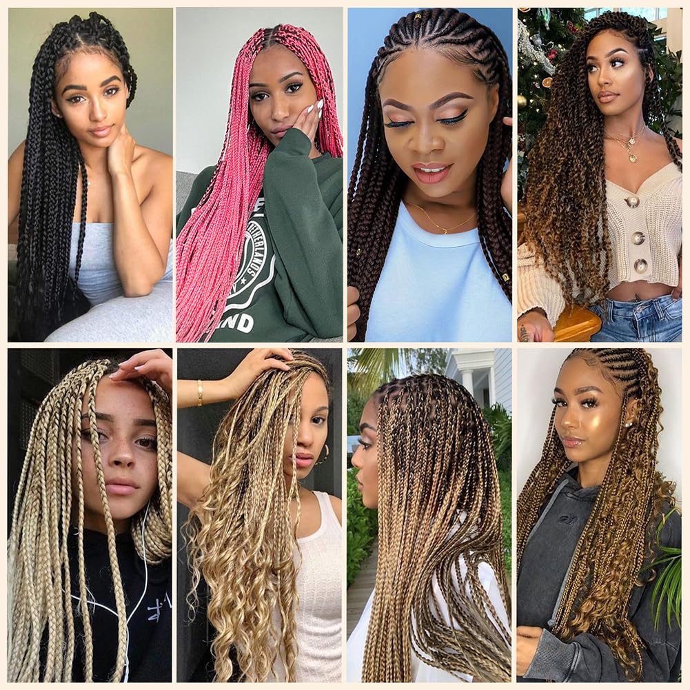 Ombre Braiding Hair Pre Stretched 26 Inches Ombre Brown 8 Packs/Lot Braid Hot Water Setting Professional Synthetic Braiding Hair for Crochet Hair Extensions (8Pcs,#1b/30/27)