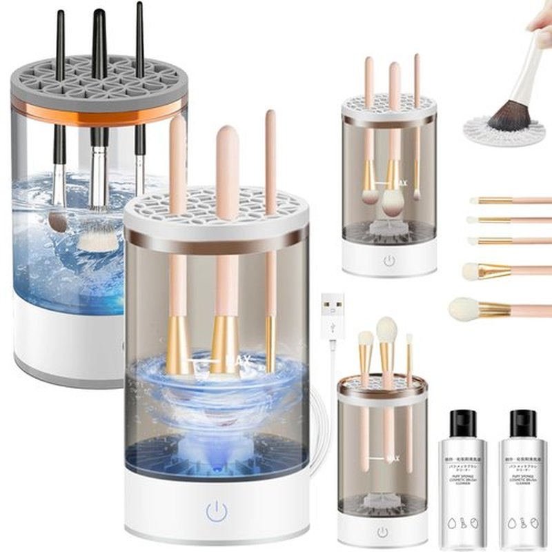 Beauty Swirl Cosmetic Brush Cleaner,The Cozy Luna Makeup Brush Cleaner,Multi-Functional Electric Makeup Brush Cleaner Machine, Makeup Brush Dryer & Makeup Brush Washer Combined (2PCS MIX, Plug-in)