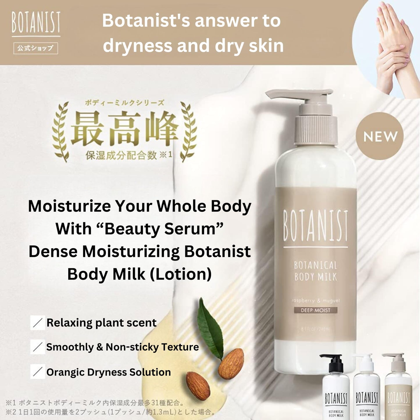 Botanist Natural Body Lotion for Women, Full Body Moisturizer by Argan Oil & Cocoa Butter, Shea Butter Body Lotion & Sensitive Skin Moisturizer from Japan, DEEP MOIST, Raspberry & Muguet, 8.1 Fl Oz