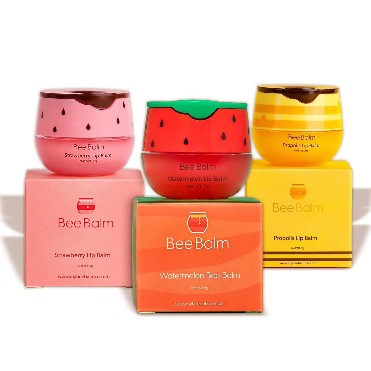 Original My Bee Balm Lip Balm – Hydrating Lip Care with Watermelon, Strawberry & Honey Pot – Moisturizing Balm for Dry, Chapped & Cracked Lips with Propolis, Honey & Vitamin E
