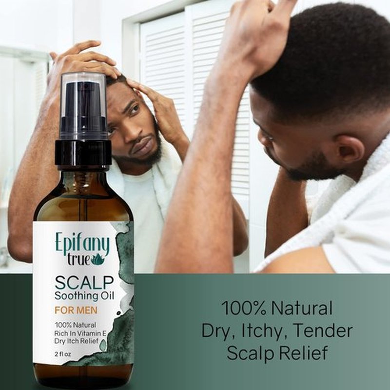 Epifany True Scalp Soothing Oil For Men 2oz For Itchy Dry Sensitive Scalp & Skin | 100% Natural | Vitamin E Rich Antioxidant Ingredients | Intensely Moisturizing | Calming to Sunburns