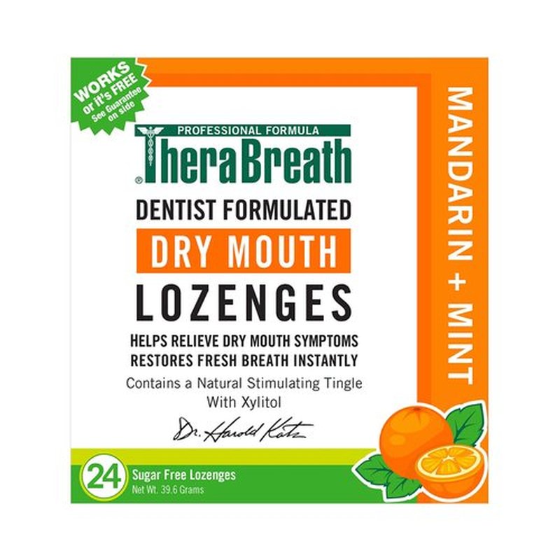 TheraBreath Dry Mouth Lozenges, Mandarin Mint, 100 Count (Pack of 2) & 24 Count Sugar-Free Dentist Formulated for Dry Mouth Relief
