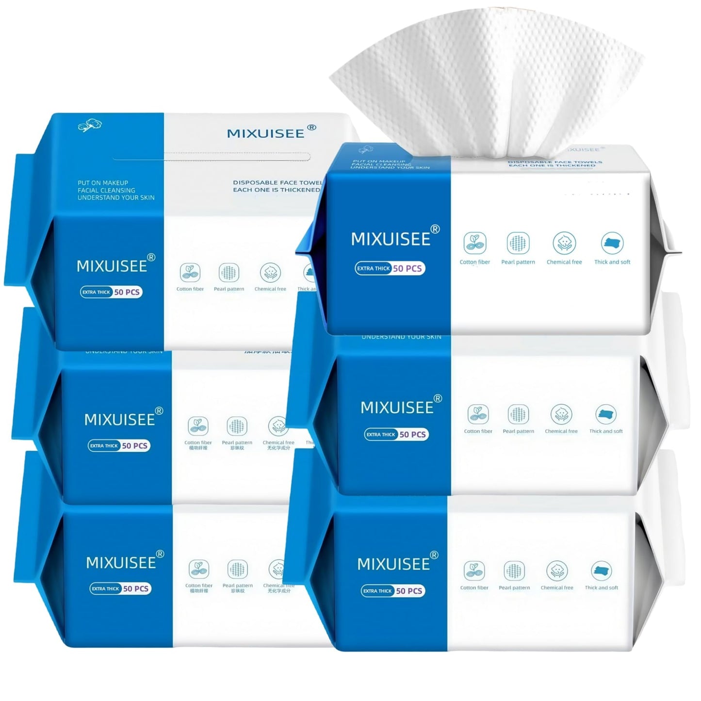 MIXUISEE thick and soft face towels,Face towel disposable,100% cotton towel