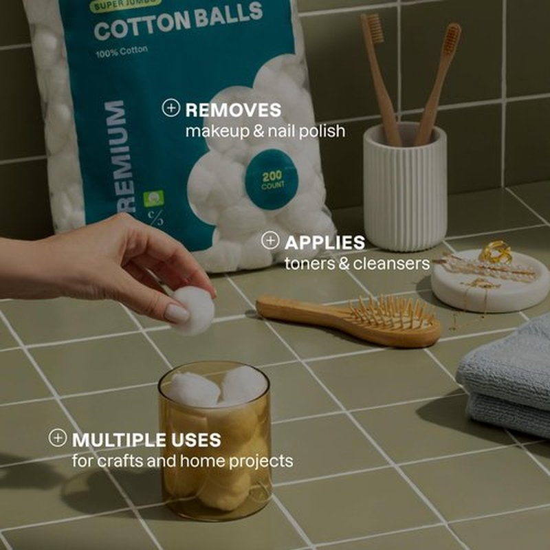 Cliganic Super Jumbo Cotton Balls (400 Count) - Hypoallergenic, Absorbent, Large Size, 100% Pure (Packaging May Vary)