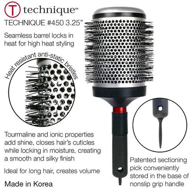 Cricket Thermal Hair Brush #450 3.25” for Blow-Drying, Curling, and Styling – Heat-Retaining Barrel with Anti-Static Tourmaline Bristles, Round Thermal Brush, Ideal for All Hair Types
