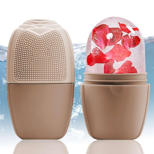 XHJRI Ice Face Roller Massager,Ice Cube Roller for Face, Eyes and Neck Naturally Conditioning and Skin Care,De-Puff Eye Bags,Reduce Migraine Pain,Reusable Massage Silicone Ice Mold (New Coffee)