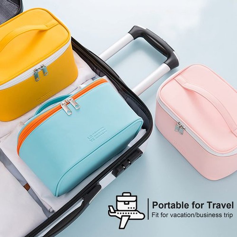KITENROM Portable Makeup Bag Cosmetic Bags for Women Medium Pouch Case Purse Make Up Organization Waterproof(Yellow)