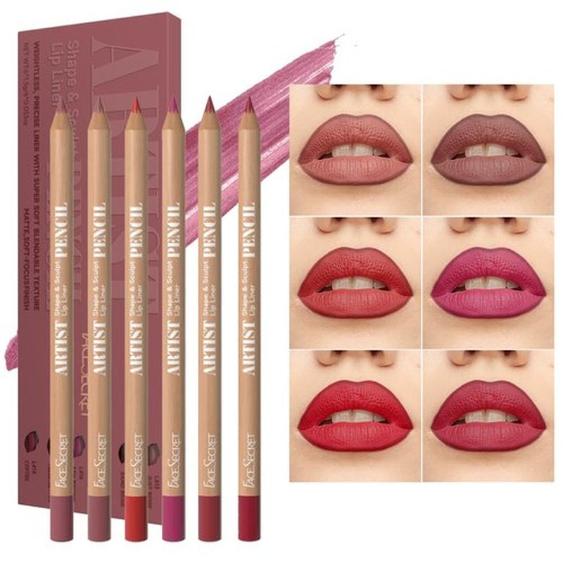 6pcs Nude Lip Liner Makeup Set - Waterproof & Smudge-Proof Matte Pencil, Long-Lasting & Durable, Smooth & Easy Glide, Non-Smudge, Contouring, Filling & Layering (Red Set, 6 Count (Pack of 1))