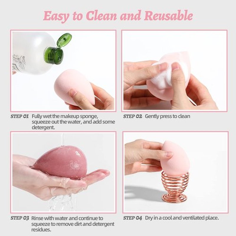 Makeup Sponge Set BS-MALL Blender Sponges 7 Pcs for Liquid, Cream, and Powder, Multi-colored with 1 Mini Makeup Sponge Pink (F-PinkGrey)