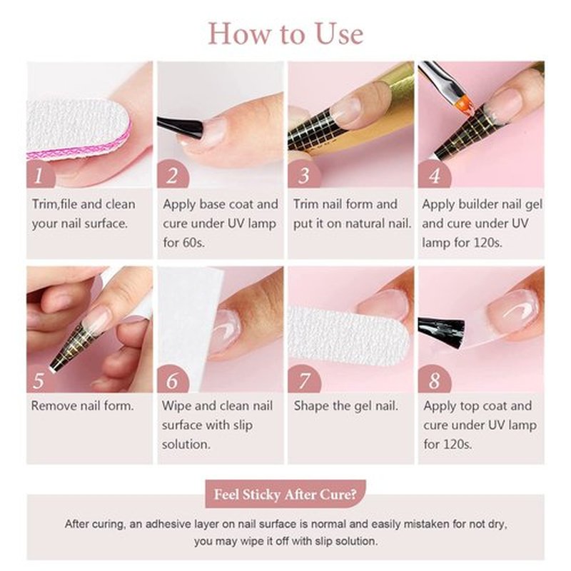 X&D Poly Gel Nail Kit Natural Clear 3 Colors Poly Nail Gel Kit Quick Dry Nail Extension Balance Builder Nail Gel Set 03