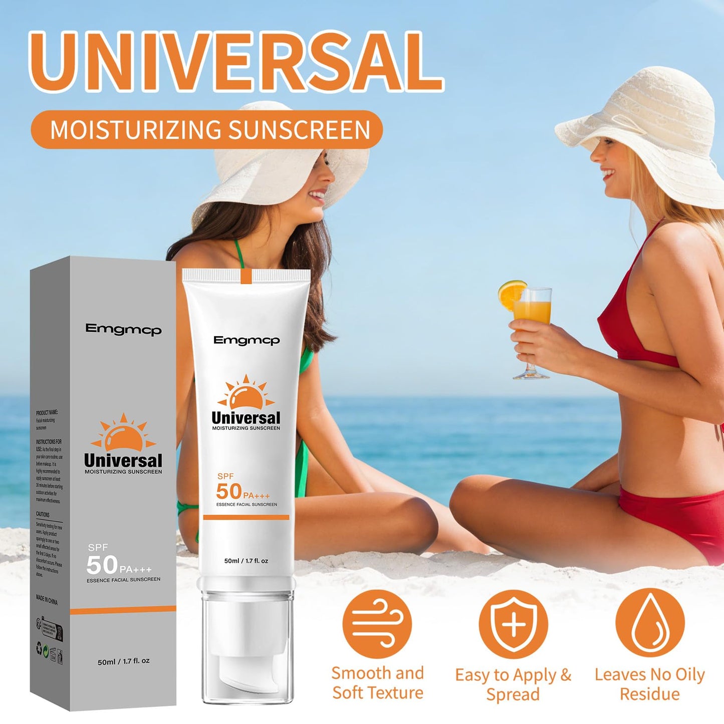 Tinted Sunscreen for Face SPF 50 Broad Spectrum, Hydrating Oil-Free Sheer Tint, No White Cast & Sweat Resistant, Tinted Moisturizer for Natural Glow, Non-Sticky Daily Sun Cream (1pc)