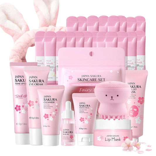 Japan Sakura Skin Care Set for Teens | 8-Piece Kit with Cleanser, Serum & Cream - Perfect for Ages 10-12