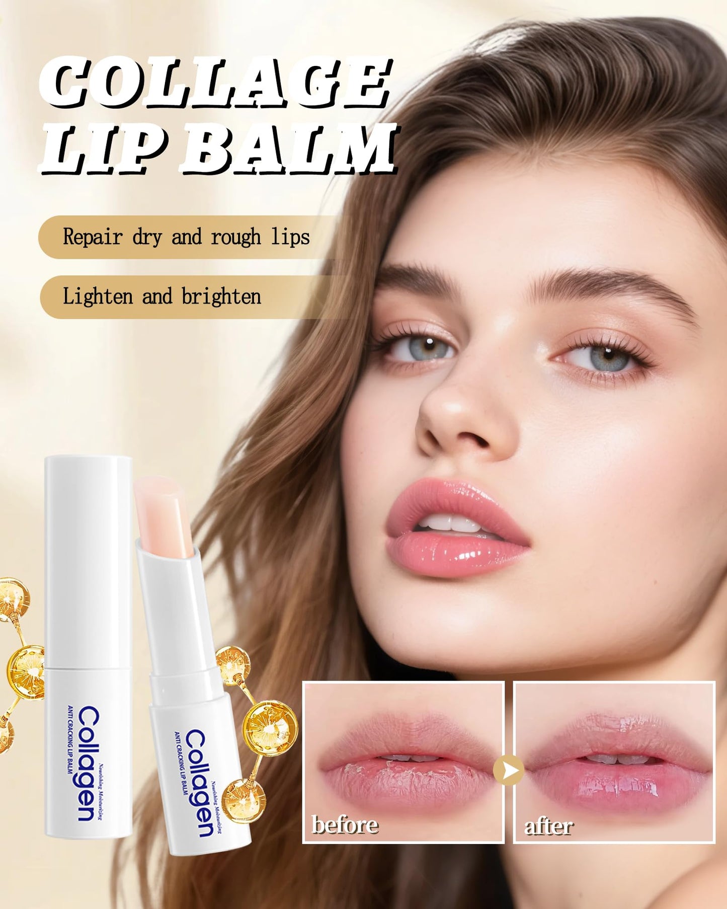 Collagen Lip Balm Set, 5Pcs Moisturizing Hydrating Lip Balm, Dry Lips Care Lip Moisturizer, Nourishing Vegan Lip Primer for Lipstick, Lightweight & Non-Sticky,Thanksgiving Lip Care Gift Kit for Women