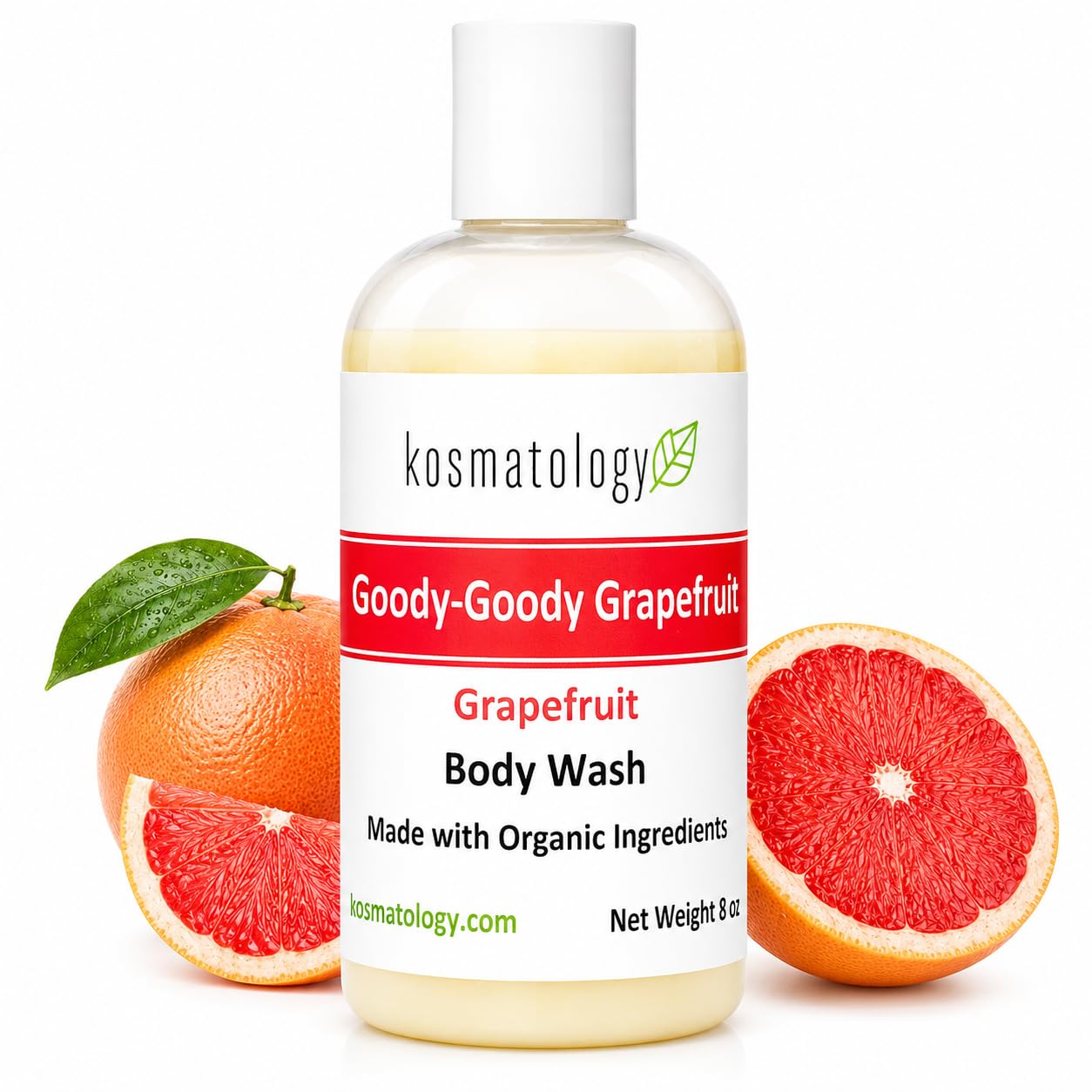 kosmatology Goody-Goody Grapefruit Organic Body Wash | Moisturizing Body Cleanse | Nourishing, Clean Ingredients, Infused with Grapefruit Essential Oil | 8 fl oz