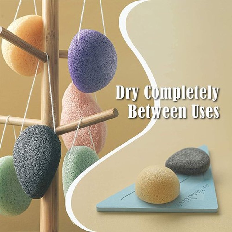 myHomeBody Natural Konjac Facial Sponges - for Gentle Face Cleansing and Exfoliation (2 Lavender Purple, 2 Charcoal Gray)