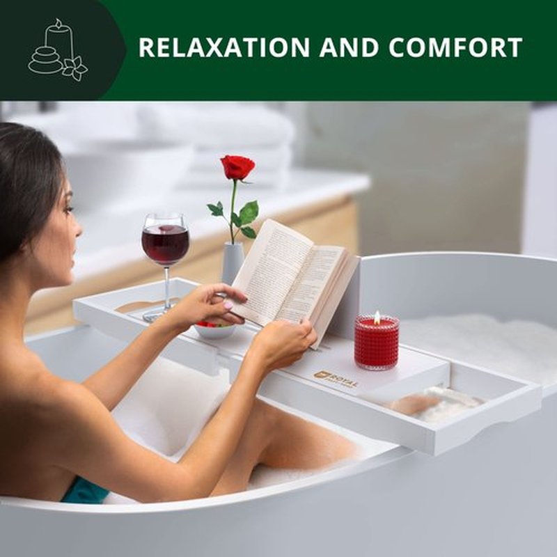 ROYAL CRAFT WOOD Premium Bathtub Tray - Expandable Bath Tray for Tub - Luxury Bathtub & Bathroom Accessories